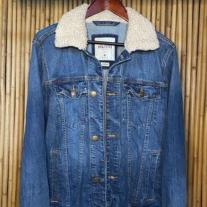 Denim Jacket with Fur Collar